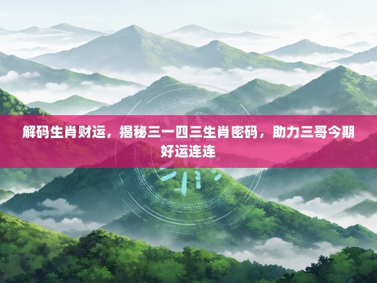 解码生肖财运,揭秘三一四三生肖密码,助力三哥今期好运连连 解码生肖财运,揭秘三一四三生肖密码,助力三哥今期好运连连