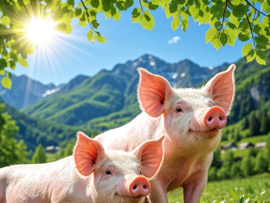 阳光猪影，生肖猪在明媚春光中的悠然生活点滴