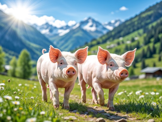 阳光猪影，生肖猪在明媚春光中的悠然生活点滴