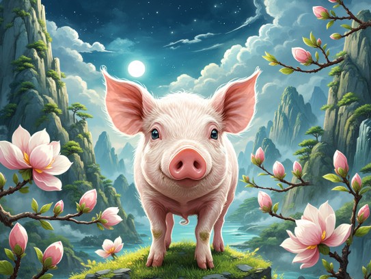 生肖猪之春,含苞欲放生机动感,春风送暖生肖猪新活力绽放 生肖猪之春,含苞欲放生机动感,春风送暖生肖猪新活力绽放