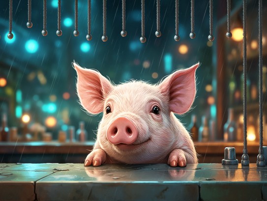 春雨润猪心,珠帘难掩情——生肖猪在绵绵春雨中的温馨生活点滴 春雨润猪心,珠帘难掩情——生肖猪在绵绵春雨中的温馨生活点滴