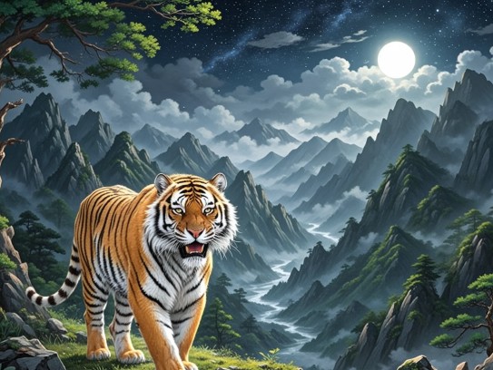 深山风动三更夜，虎啸山林揭秘，探寻打一生肖之虎的神秘传说与生肖文化