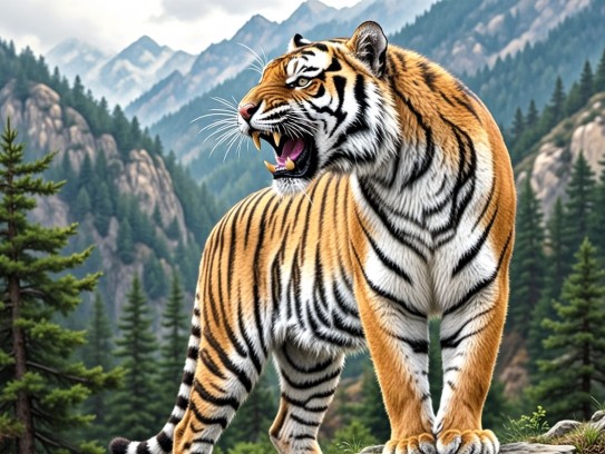 虎气逼人,气宇轩昂生肖虎在山林间啸傲,尽显王者风采与勇猛精神 虎气逼人,气宇轩昂生肖虎在山林间啸傲,尽显王者风采与勇猛精神