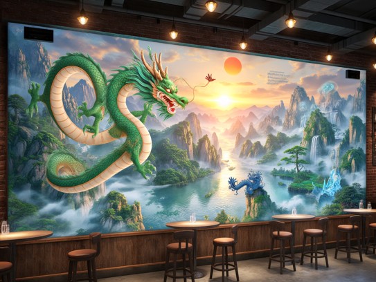 东方破晓，阳春三月生肖龙腾跃，万象更新成语龙腾四海共鉴美好时光